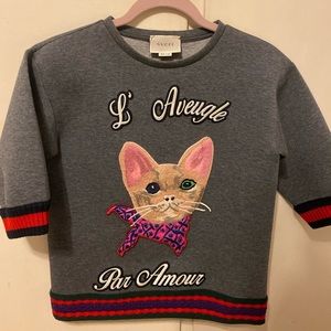GUCCI L’ Aveugle Par Amour Cat Appliqué Sweatshirt